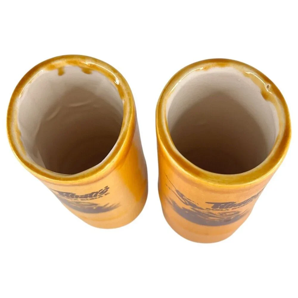 2 VTG Hawaiian Tiki Mug Tihatis Bora Bora E Dance‎ Troup Beachcomber Restaurant